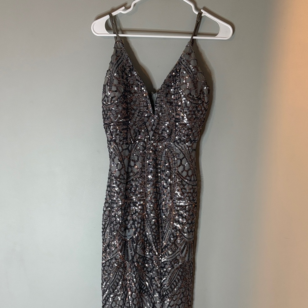 Windsor Grey Sequin Prom Dress